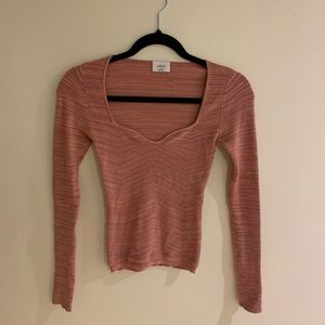 Aritzia Wilfred sweetheart neckline pink and orange longsleeve